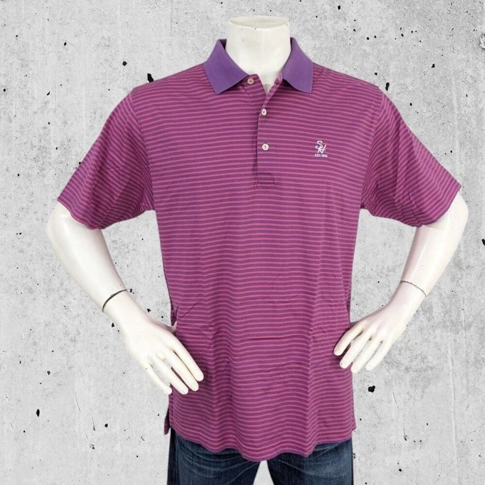Peter Millar Golf Polo Size Large Pink & Purple Stripe